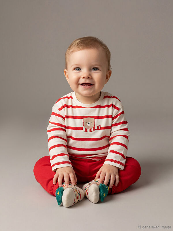 LCW baby Baskılı Kız Bebek Sweatshirt ve Eşofman Altı