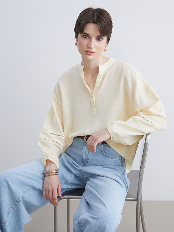 LCW Vision Notch Neck Oversize Blouse