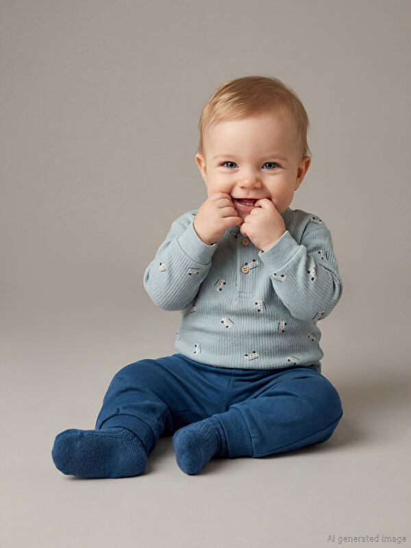 LCW baby Araba Baskılı Erkek Bebek Tişört ve Jogger Eşofman Altı