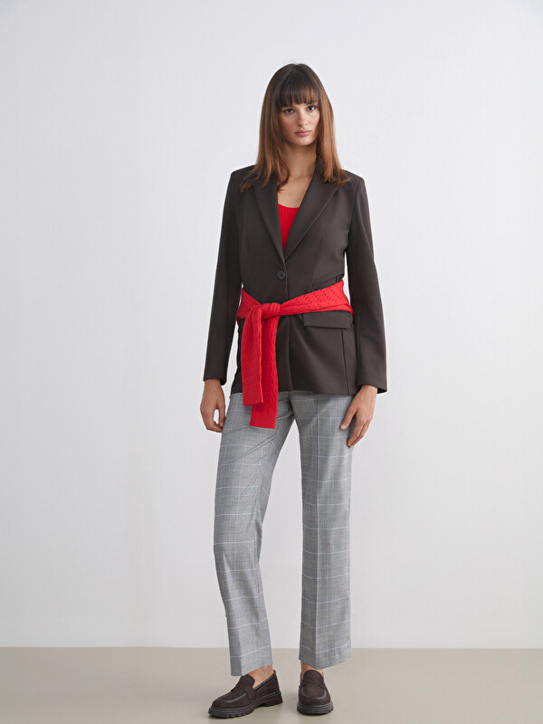 LCW Vision Dar Fit Ekose Kadın Pantolon