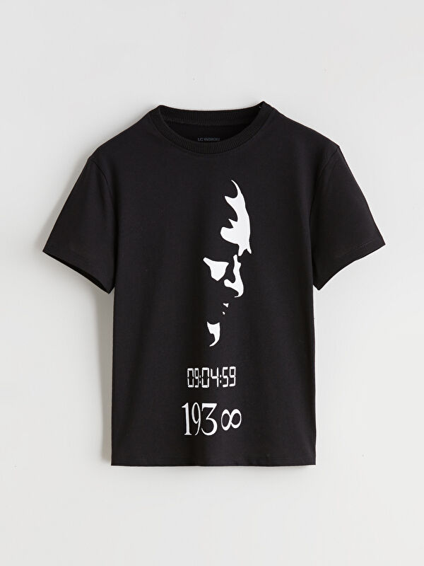 LCW Kids Bisiklet Yaka Atatürk Baskılı Erkek Çocuk Tişört