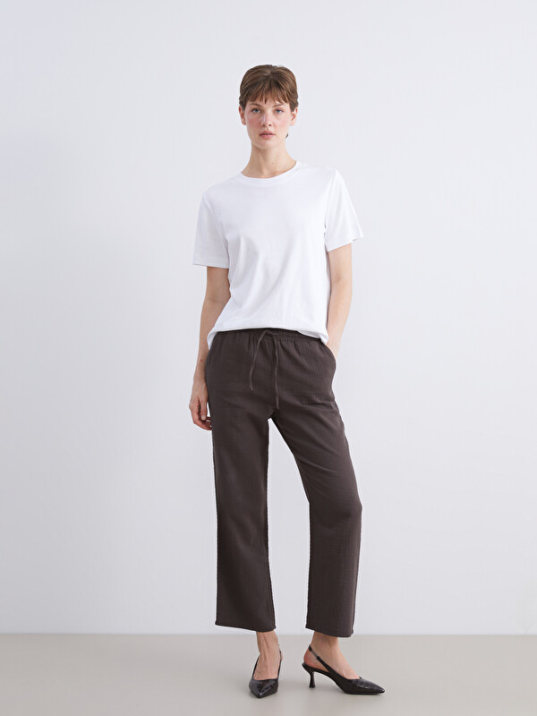 LCW Comfort Beli Lastikli Dokulu Kadın Pantolon