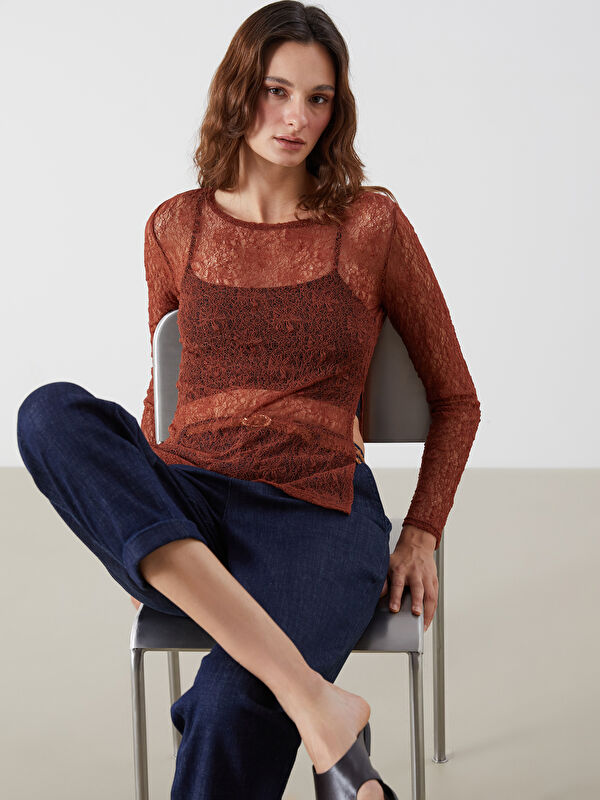 LCW Vision Rundhalsausschnitt Spitzenbluse