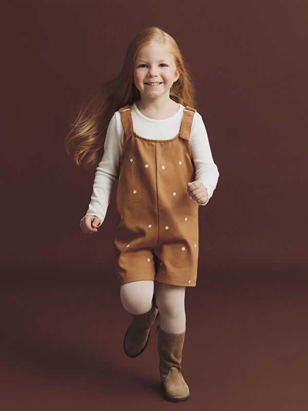 LCW Kids Çiçekli Kız Çocuk Salopet ve Külotlu Çorap