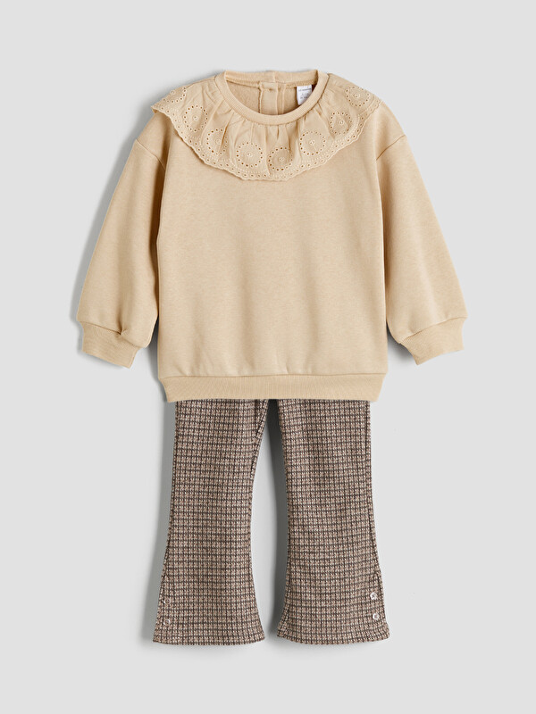 LCW Kids Bebe Yaka Kız Çocuk Sweatshirt ve Tayt
