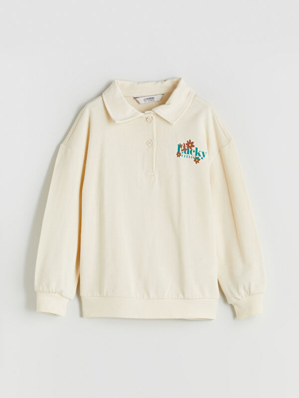 LCW ECO Polo Yaka Kız Çocuk Sweatshirt