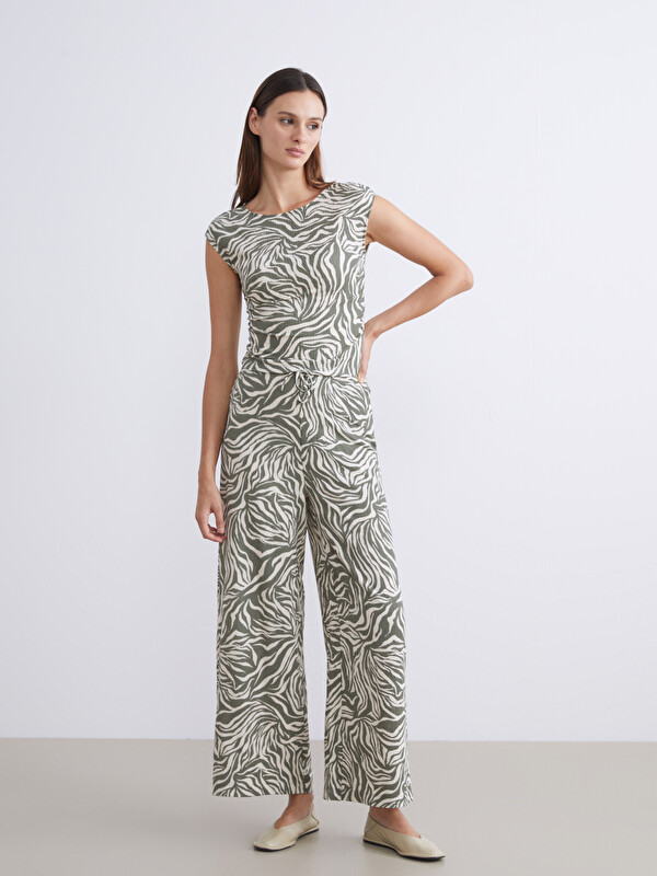 LCW Vision Elastic Waist Patterned Women's Trousers