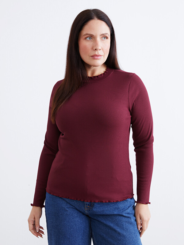 LCW Modest Fırfırlı Dik Yaka Kadın Body