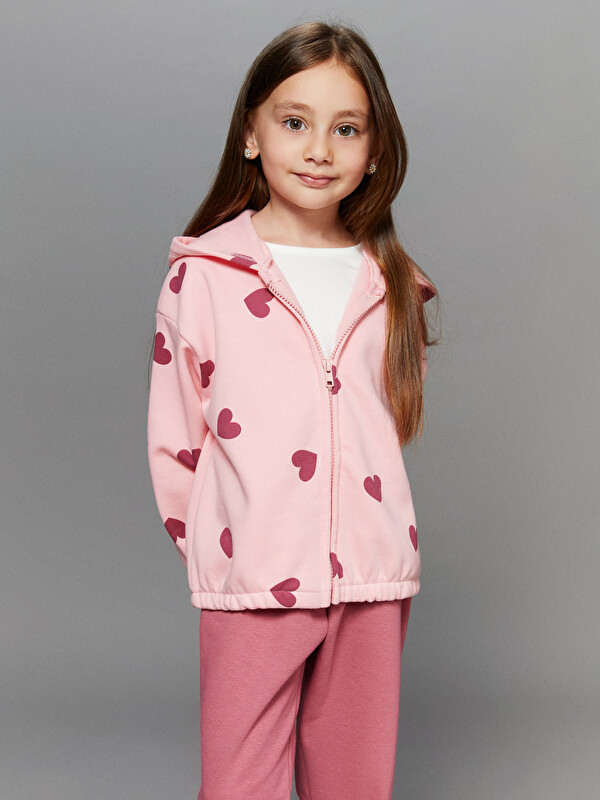 LCW Kids Fermuarlı Kapüşonlu Kız Çocuk Sweatshirt