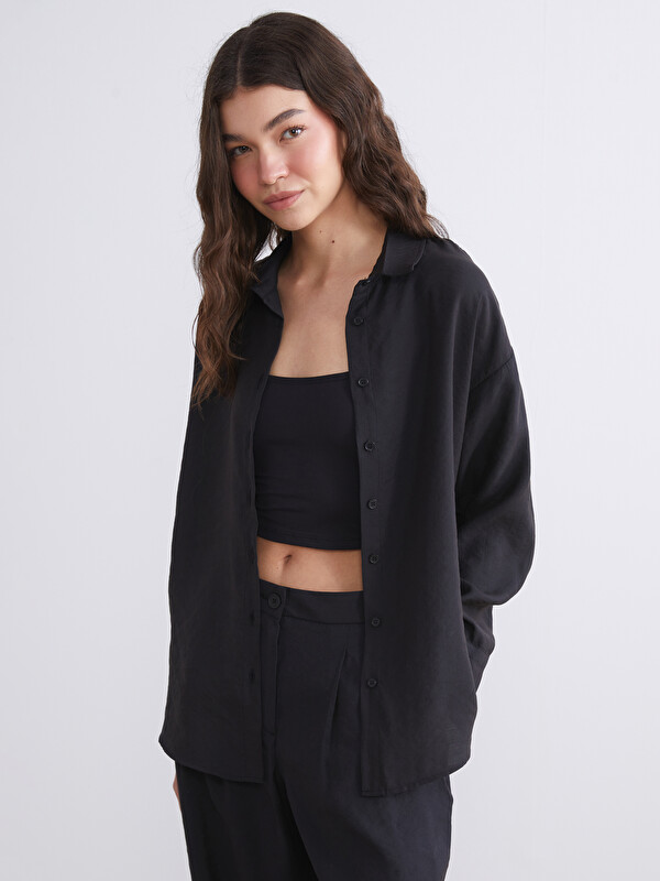 XSIDE Modal Karışımlı Oversize Kadın Gömlek