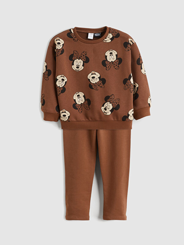 LCW Kids Minnie Mouse Baskılı Kız Çocuk Sweatshirt ve Tayt