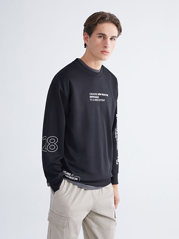 LCW ECO Crew Neck Printed Men's Sweatshirt