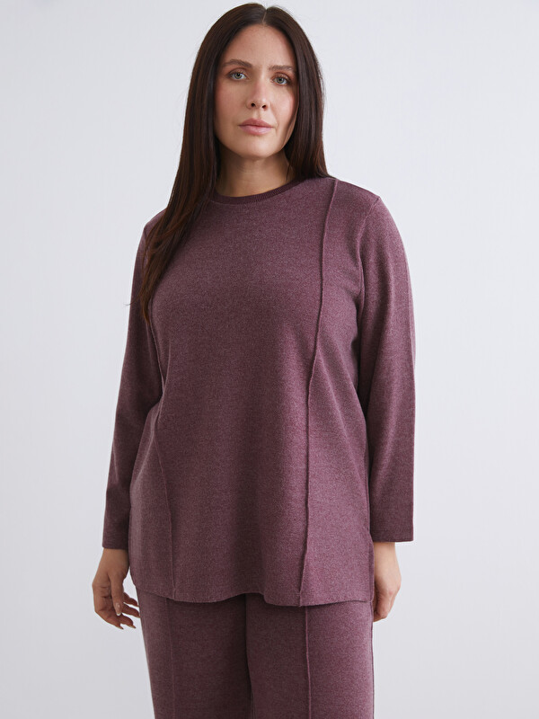 LCW Modest Büyük Beden Bisiklet Yaka Kadın Sweatshirt Tunik
