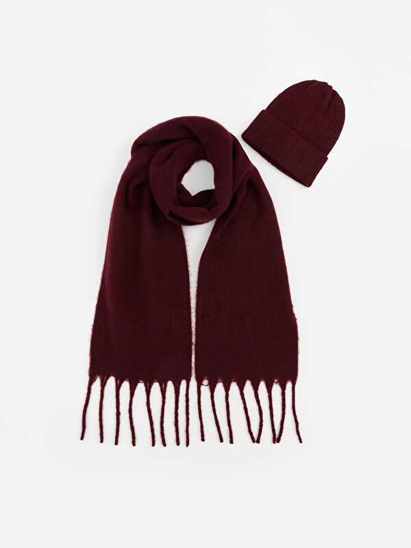 LCW ACCESSORIES Tasseled Women's Scarf and Beanie