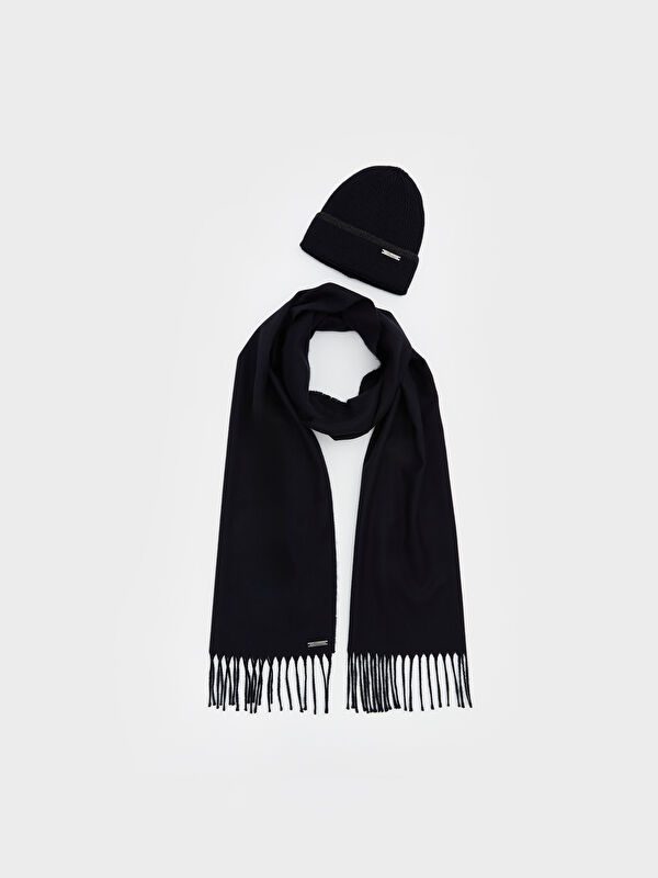 LCW ACCESSORIES Püsküllü Erkek Bere ve Atkı