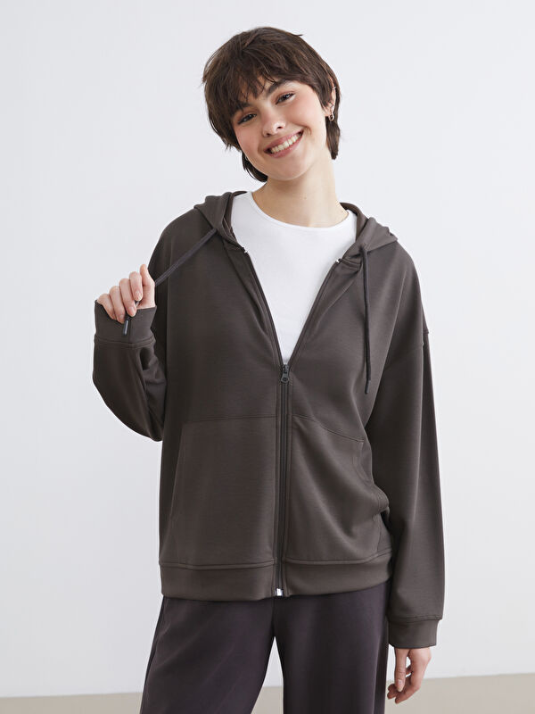 KOOR SPORT Kapüşonlu Soft Touch Kadın Fermuarlı Sweatshirt