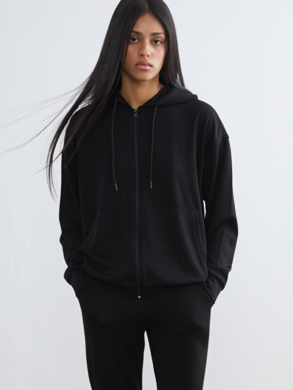 KOOR SPORT Kapüşonlu Soft Touch Kadın Fermuarlı Sweatshirt