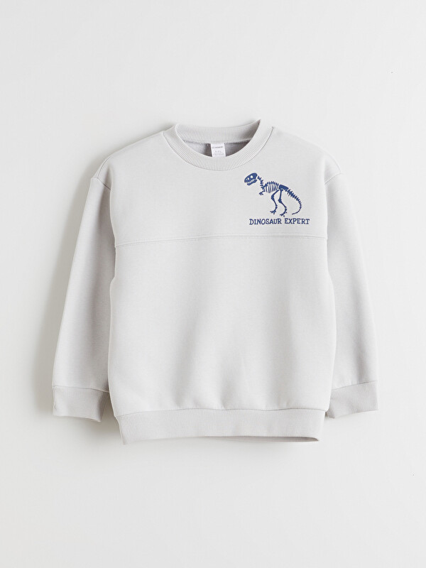LCW Kids Bisiklet Yaka Baskılı Erkek Çocuk Kalın Sweatshirt