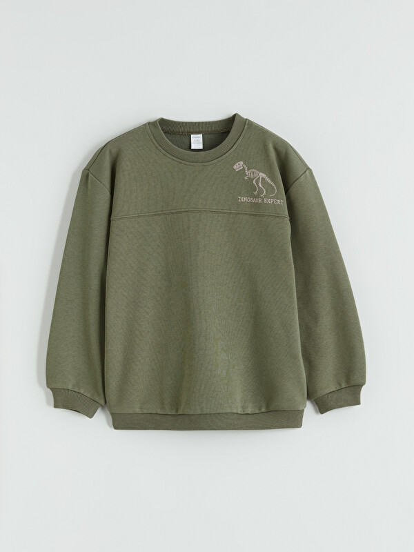 LCW Kids Bisiklet Yaka Baskılı Erkek Çocuk Kalın Sweatshirt