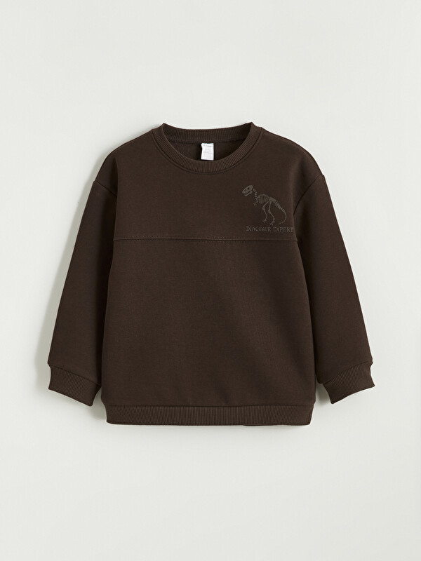 LCW Kids Bisiklet Yaka Baskılı Erkek Çocuk Kalın Sweatshirt