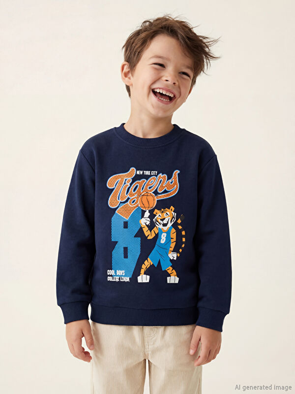 LCW Kids Kaplan Baskılı Erkek Çocuk Sweatshirt