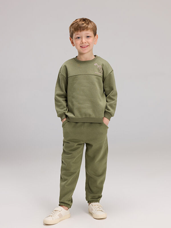 LCW Kids Dinozor Baskılı Erkek Çocuk Sweatshirt ve Eşofman Altı