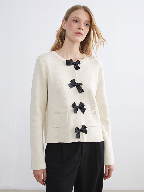 LCWAIKIKI Classic Schleifen-Detail Strickwaren Cardigan für Damen