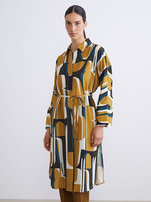 LCW Modest Desenli Oversize Kadın Gömlek Tunik
