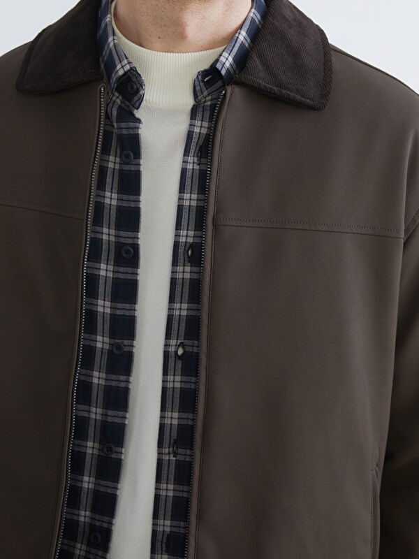 SOUTHBLUE Kahverengi Standart Kalıp Kadife Yaka Erkek Mont