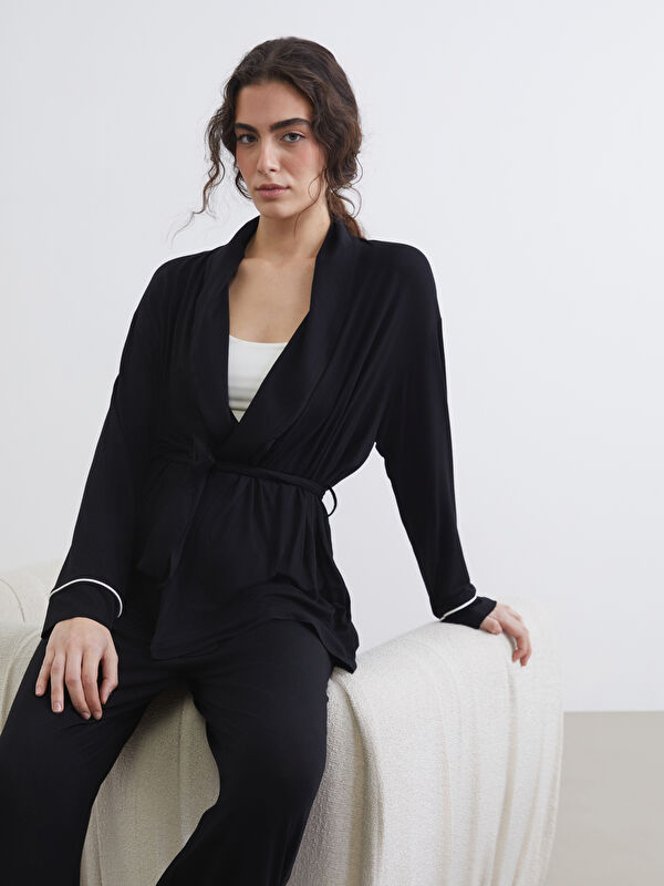 LCW DREAM Schalkragen Schärpe Schwangerschafts-Pyjama-Set