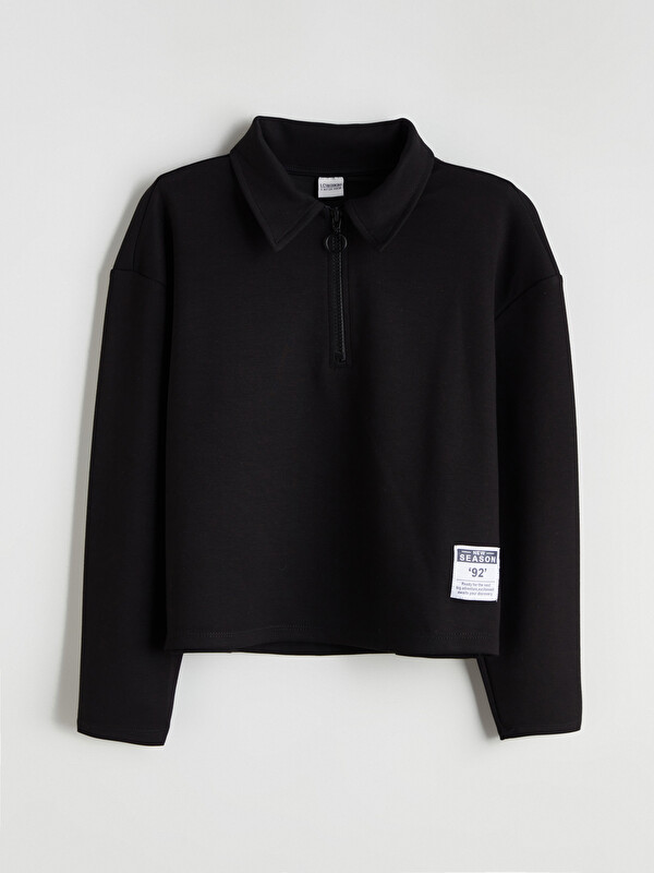 LCW Kids Kız Çocuk Polo Yaka Soft Touch Sweatshirt