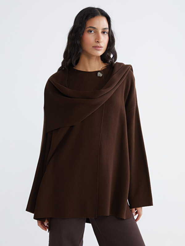 LCW Modest Atkı Detaylı Oversize Kadın Triko Kazak