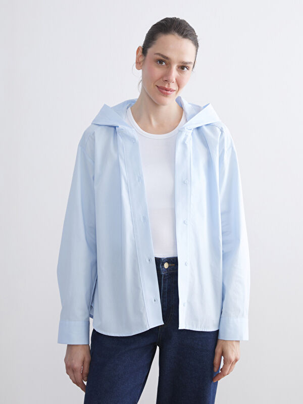 LCWAIKIKI Classic Kapüşonlu Oversize Kadın Gömlek