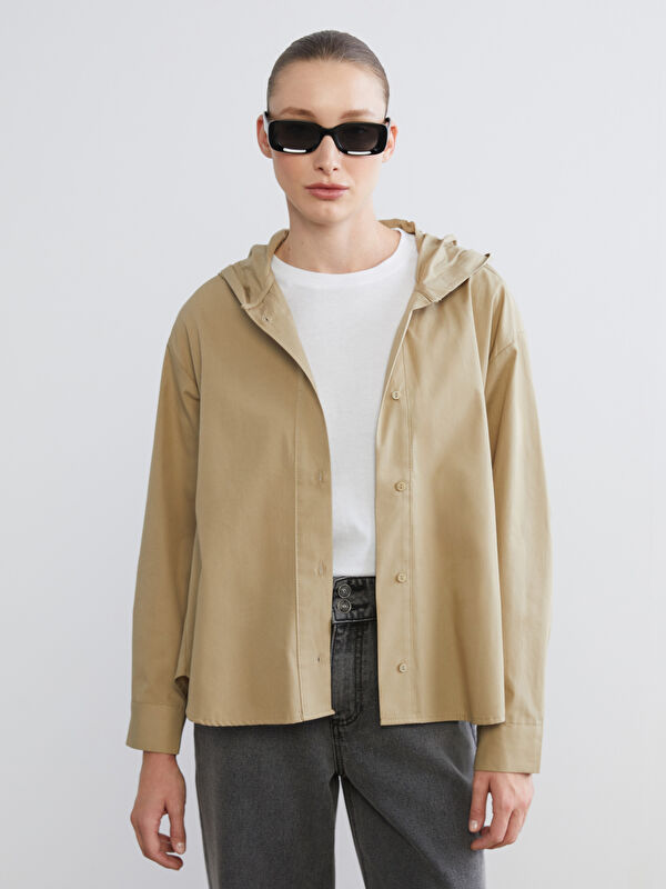 LCWAIKIKI Classic Kapüşonlu Oversize Kadın Gömlek