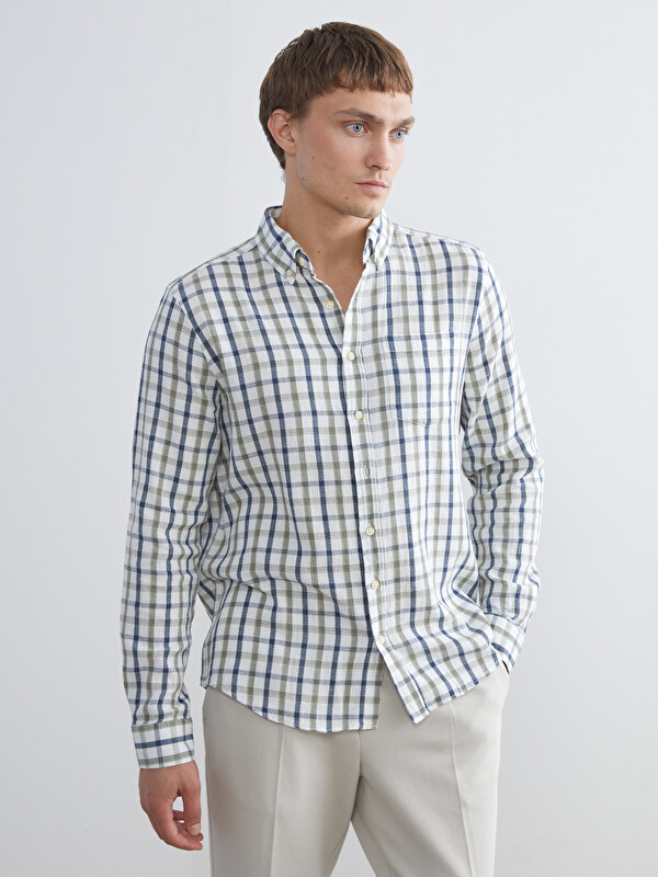LCWAIKIKI Classic Regular Fit Uzun Kollu Ekose Armürlü Erkek Gömlek