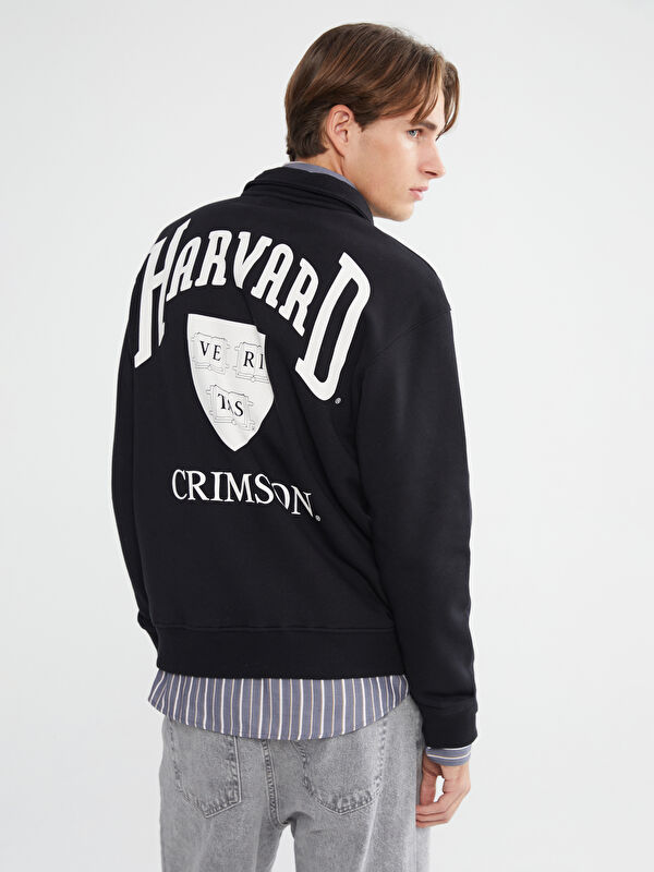 XSIDE Dik Yaka Baskılı Harvard Baskılı Erkek Sweatshirt