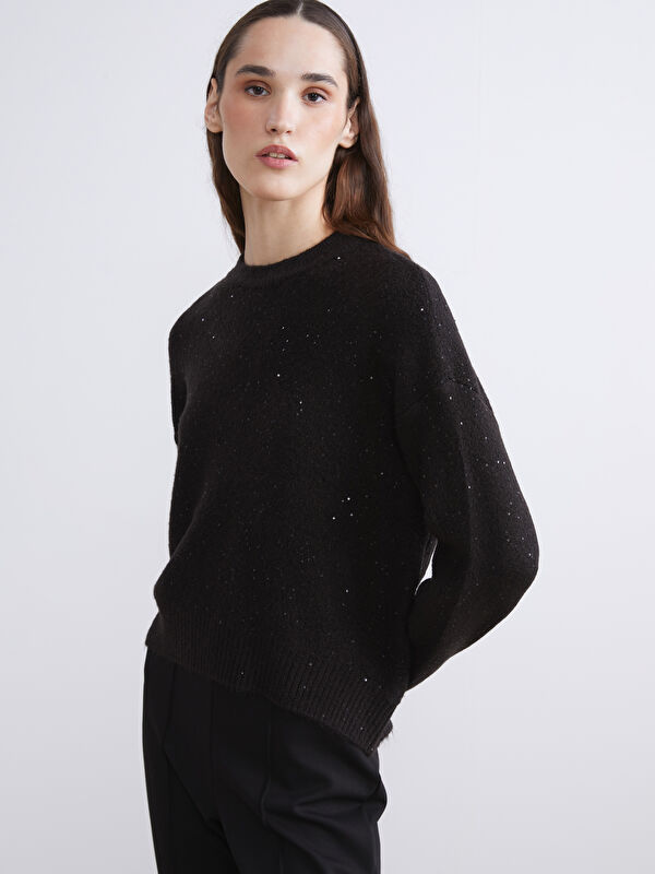 LCW Modest Crew Neck Embellished Women's Knitwear Sweater
