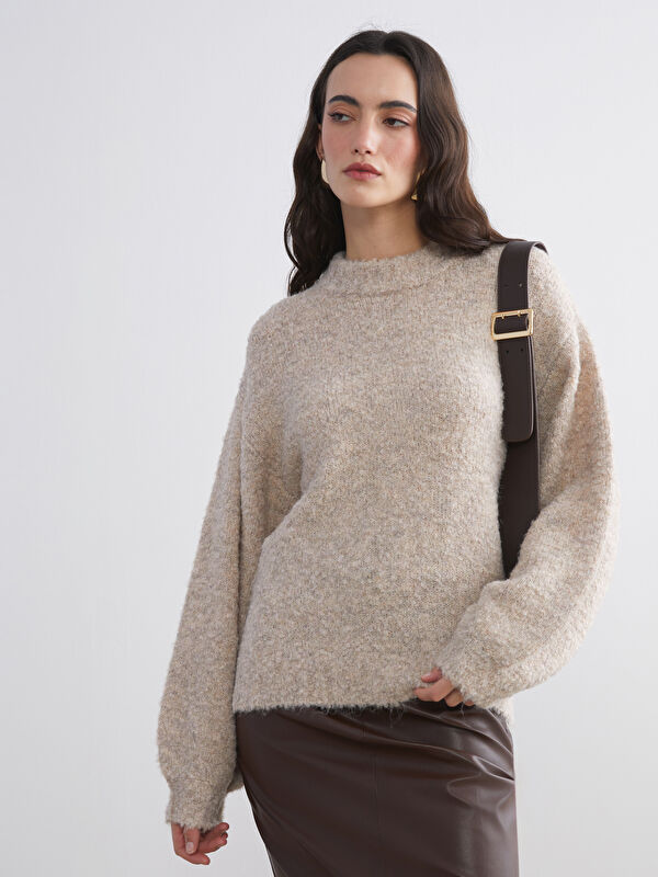 LCW Modest Crew Neck Oversize Women's Knitwear Sweater