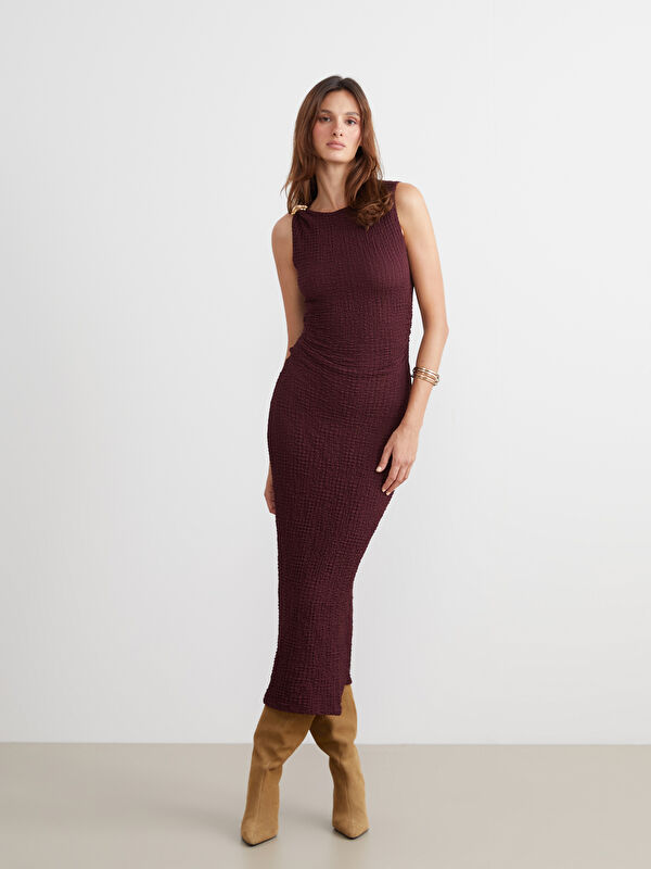 LCW Vision Bisiklet Yaka Büzgülü Bodycon Elbise