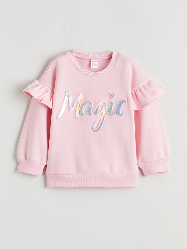 LCW Kids Baskılı Fırfırlı Kız Çocuk Sweatshirt