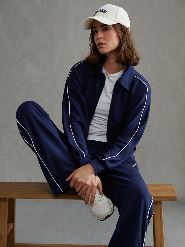 KOOR SPORT Polo Yaka Modal Karışımlı Kadın Fermuarlı Sweatshirt