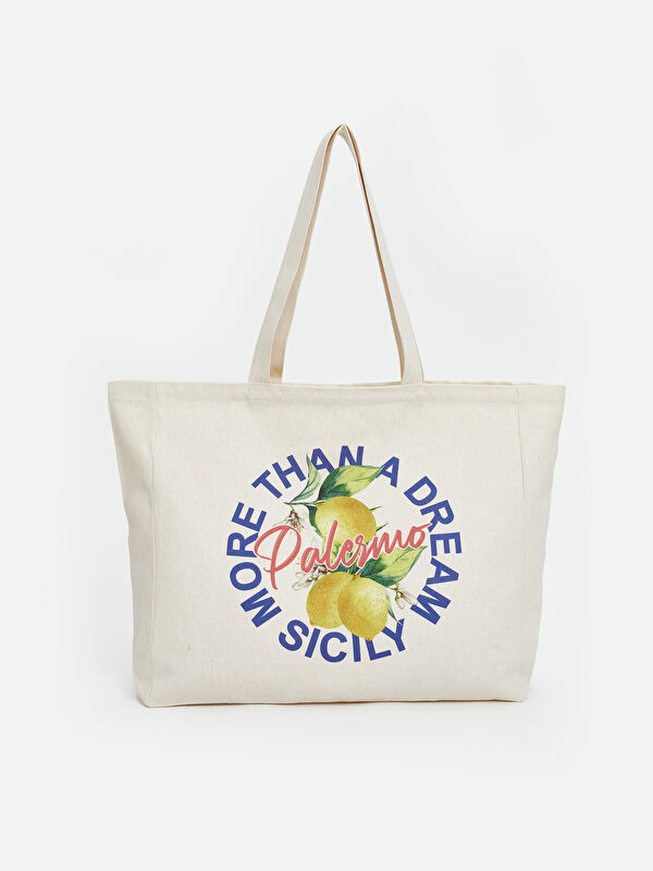 LCW ACCESSORIES Printed Canvas Women's Beach Bag