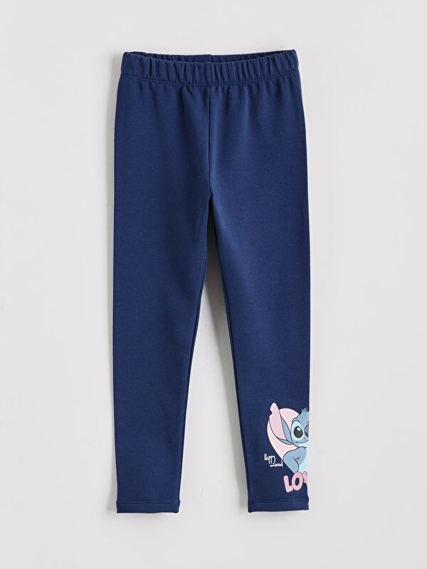 LCW Kids Beli Lastikli Stitch Baskılı Kız Çocuk Tayt