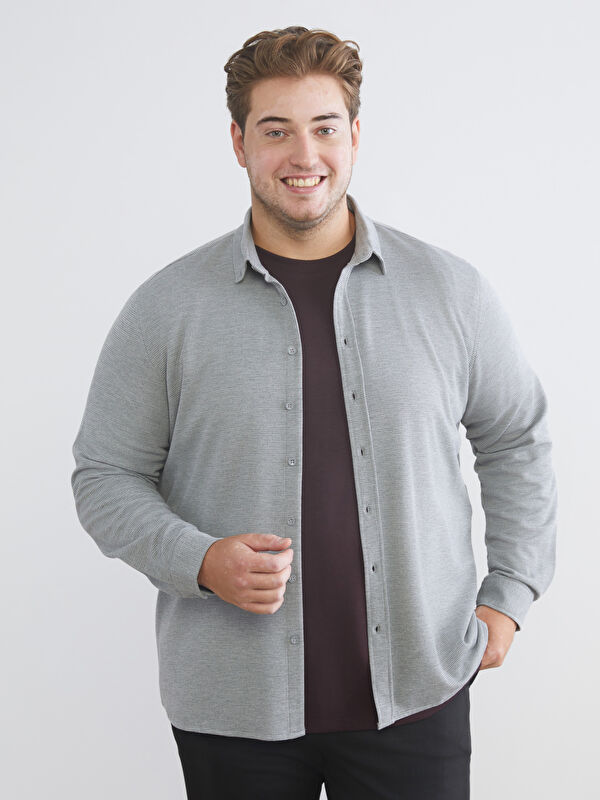 LCW Vision Büyük Beden Slim Fit Uzun Kollu Erkek Gömlek