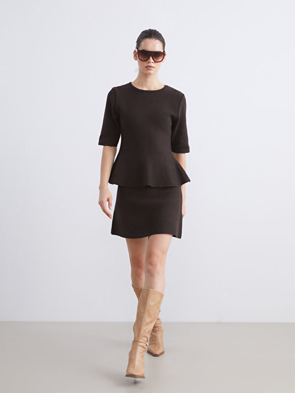 LCW Vision Beli Lastikli Triko Mini Etek