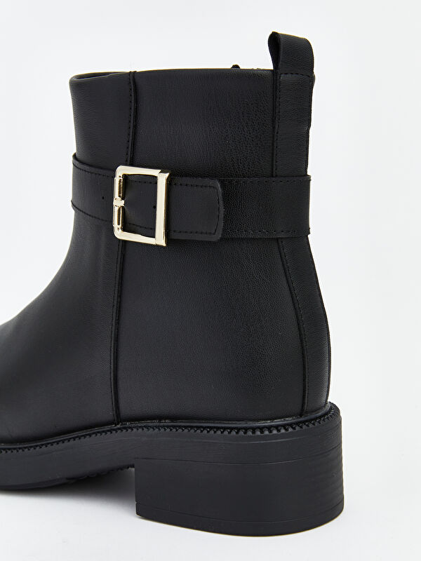 Deri Görünümlü Kadın Topuklu Bot - Görsel 7