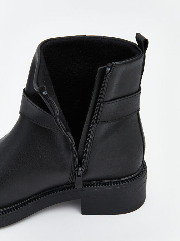 Deri Görünümlü Kadın Topuklu Bot - Görsel 8