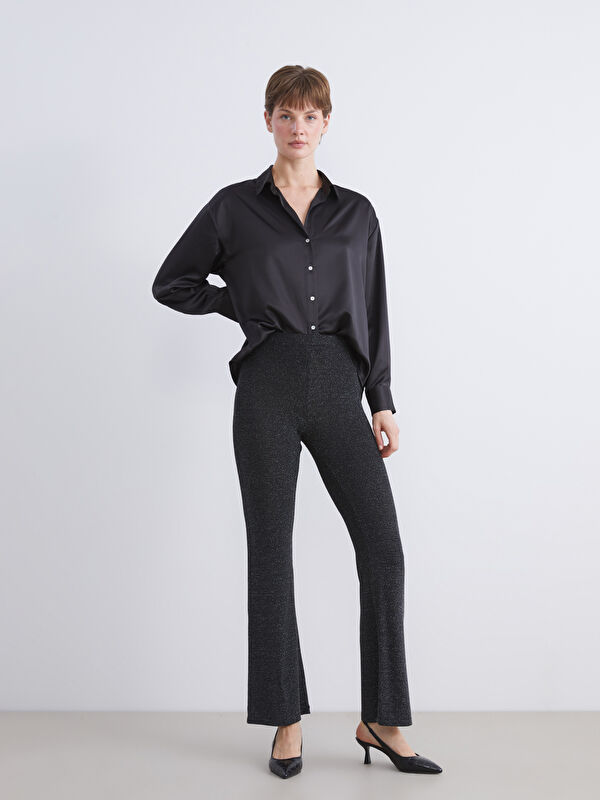 LCW Vision Glänzende Strukturierte Ausgestellte Leggings für Damen