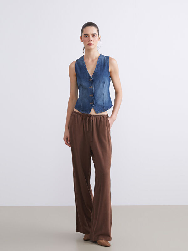 LCW Vision Damen Leinenmischung-Hose mit Elastischem Bund