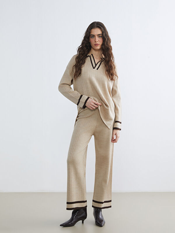 LCW Vision Pantalon en Tricot pour Femmes avec Taille Élastiquée